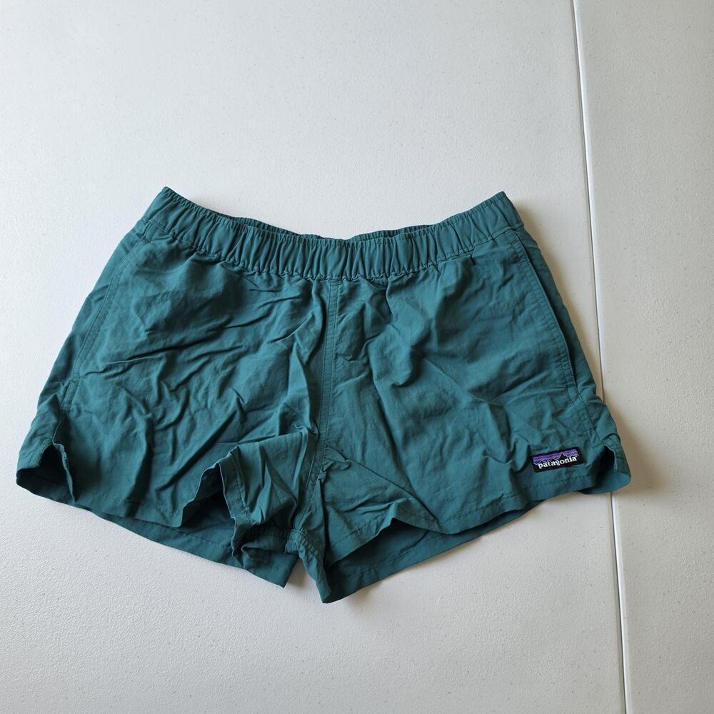 Patagonia Baggies Shorts Womens Small Green 2.5 In Elastic Waist Lightweight